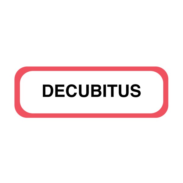 Position Labels - Decubitus 1/2" x 1-1/2" White w/Red & Black